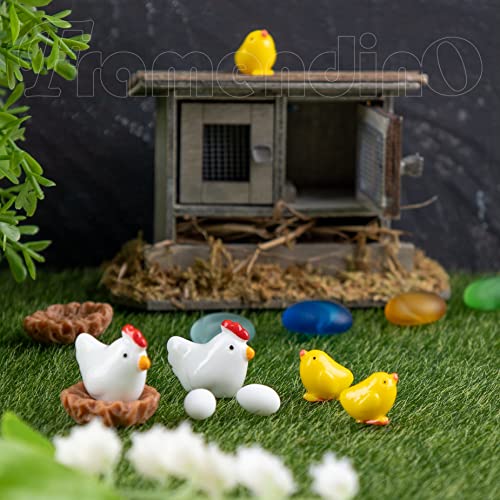 Framendino, 10 Pack Mini Wooden Family Chicken Coop Egg Chicken Nest Hen Ornament Fairy Garden Decor Framendino