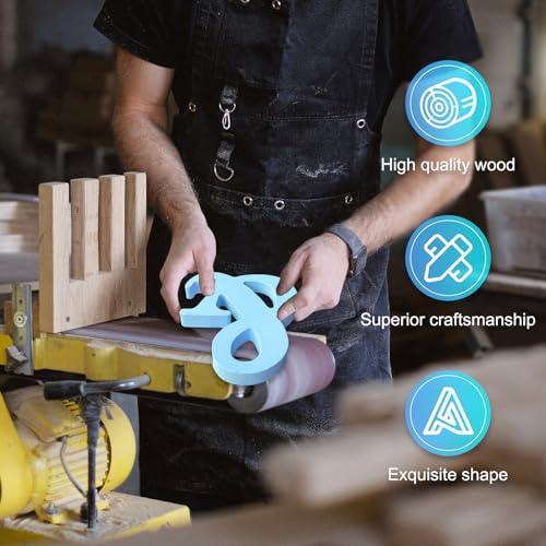 AOCEAN 6 Inch Blue Wood Letters Unfinished Wood Letters for Wall Decor Decorative Standing Letters Slices Sign Board Decoration for Craft Home Party AOCEAN