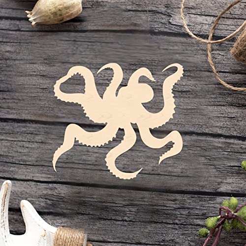 Octopus Wood Craft Unfinished Wooden Cutout Art DIY Wood Signs Inspirational Wall Plaque Retro Wood Wall Hanging Decor for Bedroom Living Room Office Arupkeer
