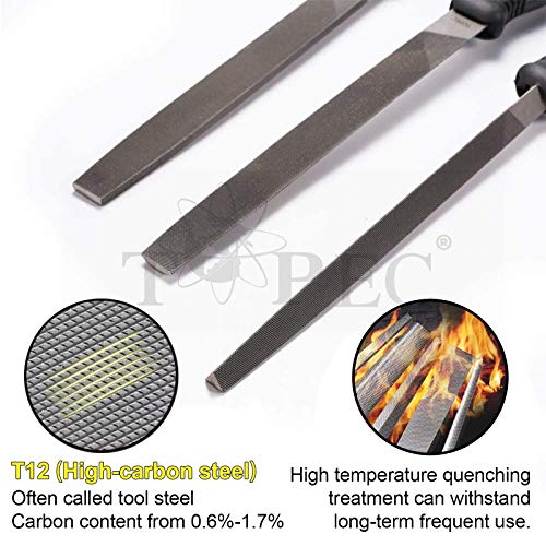 Topec 26Pcs File Set, Round and Flat File Kits are Made of High Carbon-Steel, Ideal Wooden Hand Tool for Woodwork, Metal, Model & Hobby Applications Topec