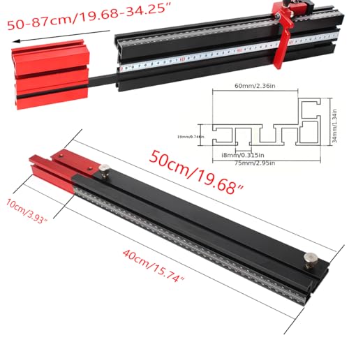 JCFANTS Precision Miter Gauge Table Saw Miter Gauge Extension Fence System with Repetitive Cut Flip Stop Telescoping Fence and Miter Track Stop for JCFANTS
