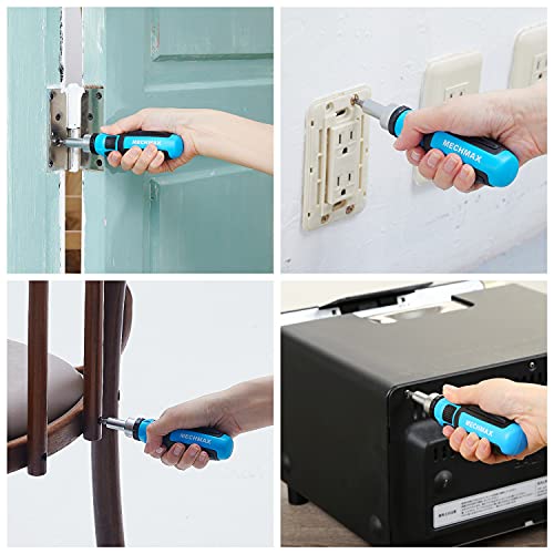 MECHMAX Ratcheting Screwdriver Bits & Socket Set 68 Piece, Magnetic Bits with Storage Case for Home, Garage, Office, Apartment, Car, Dorm, Back to MECHMAX