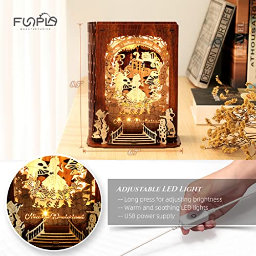 FUNPOLA Alice in Wonderland 3D Puzzle Nightlight – DIY 3D LED Book Lamp – 3D Wood Puzzles Décor Lamp for Kids and Adults FUNPOLA
