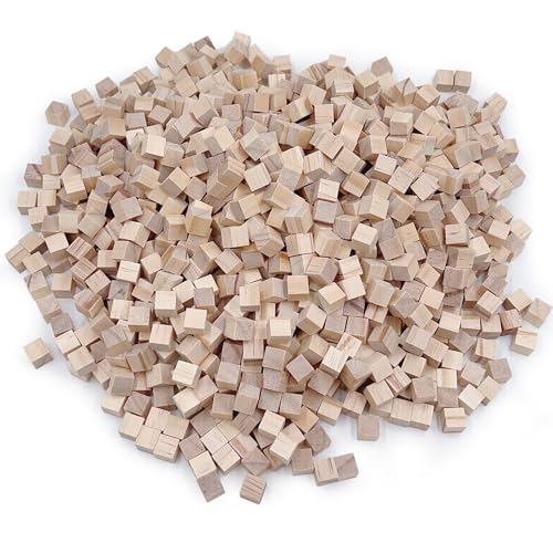 Wood Blocks for Crafts, Unfinished Wood Cubes, Natural Wooden Blocks, Wood Square Blocks, Wooden Cubes for Arts and DIY Projects, Puzzle Making (1cm SPKESE