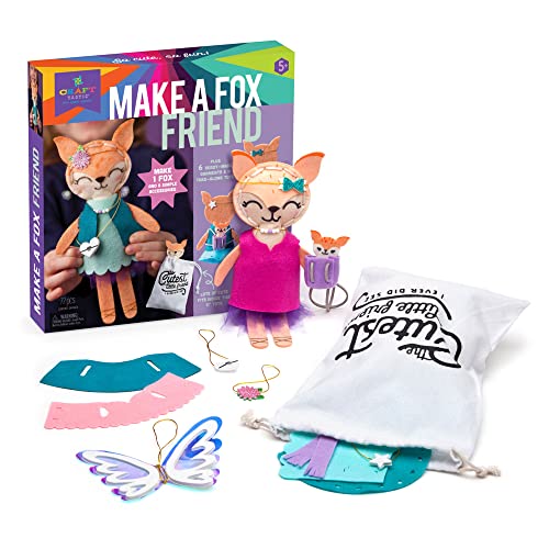 Craft-tastic – Make a Fox Friend Craft Kit – Learn to Make 1 Easy-to-Sew Stuffie with Clothes & Accessories Craft-tastic