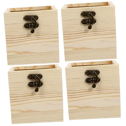 NOLITOY 4 Pcs Wooden Box with Glass Lid Glass Jewelry Keepsake Jewelry Container Candy Unfinished Wooden Chest Necklace Case Wooden Decor Wooden NOLITOY