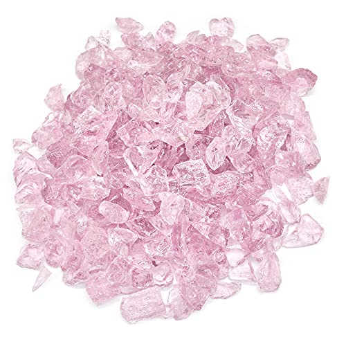 TWINKLING High Luster Fire Glass Gravel Stone,Broken Glass,Fire Pit Glass,Crushed Glass for Fireplace Pit Aquarium Garden Decoration,1-3cm,2-Pound TWINKLING