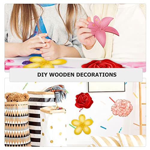 Sewroro 1 Set Painting Flower Wood Piece Unfinished Wood Slices Craft Flowers Flower Embellishments Flowers for Crafts Natural Wood Slices Wooden Sewroro