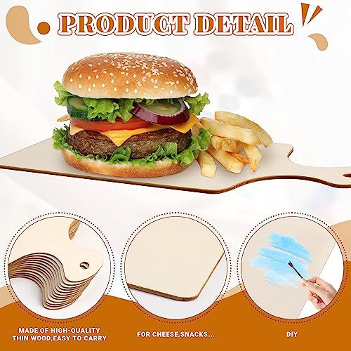 Bokon 60 Pcs Christmas Wood Cutting Board with Handle Xmas Wooden Cheese Bread Board Set Santa Mini Charcuterie Boards Small Wood Chopping Boards Bokon