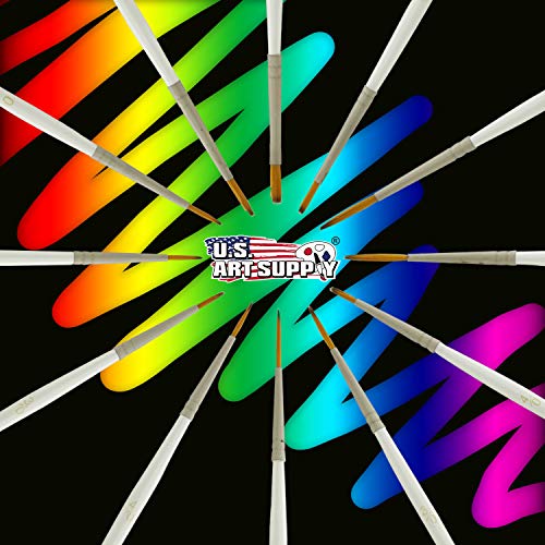 U.S. Art Supply Miniature Detail Paint Brush Set - 12 Miniature Brushes for Art Painting - Acrylic, Watercolor, Oil U.S. Art Supply