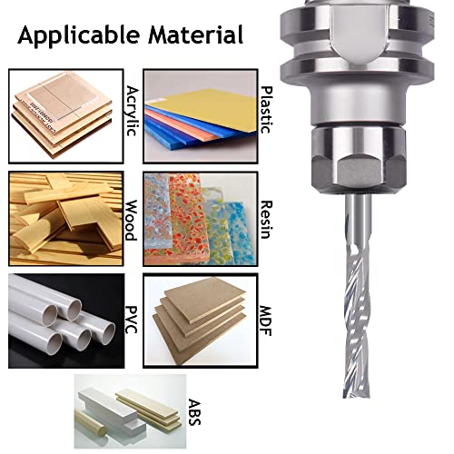 Hozly Downcut Bit 1/8" Shank Down Cut Spiral CNC Router Bits End Mill Tungsten Carbide Milling Cutter Set 2 Pack HOZLY