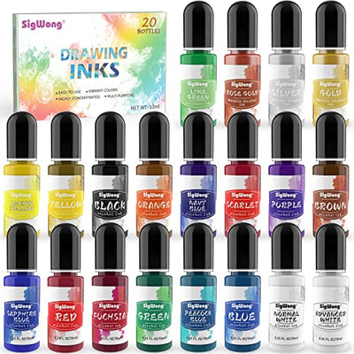 Alcohol Ink Set - 20 Bottles Vibrant Colors High Concentrated Alcohol-Based Ink, Concentrated Epoxy Resin Paint Colour Dye Great for Resin Petri