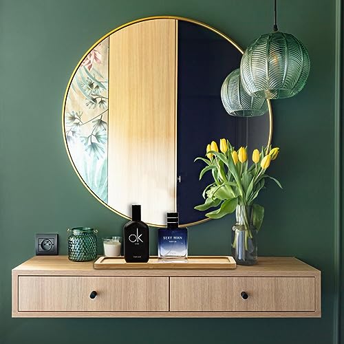 4 Pack Bamboo Serving Tray Rectangle Bamboo Wood Tea Serving Tray Rounded Edges Wooden Bathroom Counter Tray Bamboo Vanity Tray for Dresser Food AWIZOM