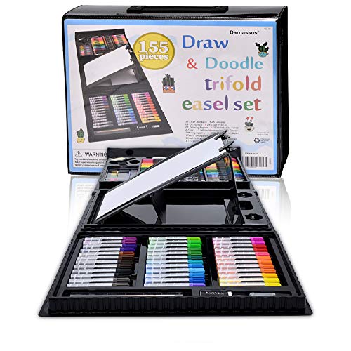 VigorFun Art Supplies, 240-Piece Drawing Art Kit, Gifts Art Set Case with  Double Sided Trifold Easel, Includes Oil Pastels, Crayons, Colored Pencils