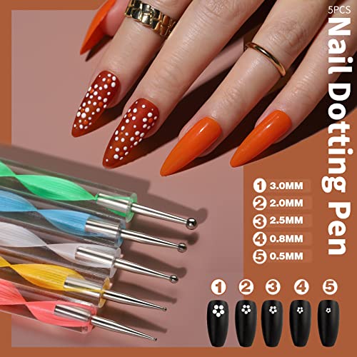 FANDAMEI Nail Art Brush, Nail Design Tools Kit with Nail Art Brushes, Nail Dotting Tools,Fine Glitter,Nail Butterfly, Nail Heart Sequins, Foil Fandamei