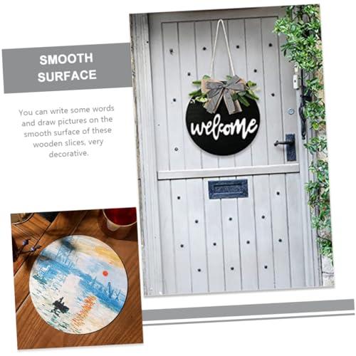 FUNOMOCYA 5pcs Wooden Blank Hanging Tag Tree Slab Unfinished Wood Circle Disc DIY Wooden Door Plaque Circle Wood Blanks Wooden Log Slices DIY Yard FUNOMOCYA