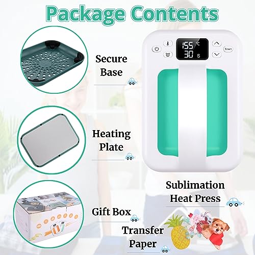 KORGOL Heat Press Machine for T Shirts, 7" × 5" Portable Mini Heat Press Fast Even Heat, Easy Press T Shirt Printer Machine with Insulated Base,for KORGOL