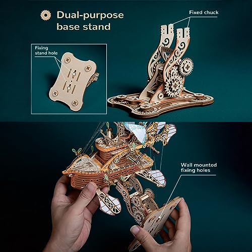 GuDoQi 3D Wooden Puzzles for Adults, DIY Fantasy Spaceship Model Kit, Educational Brain Teaser for Adults to Build, DIY Assembly Toy, Woodcraft Kit, GuDoQi