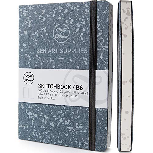B6 Small Sketchbook for Drawing - Drawing Notebook with Thick 120 GSM Acid-Free Ivory Paper, Cute Hardcover Art Sketchbook with Sturdy Binding - B6 5 ZenART Supplies