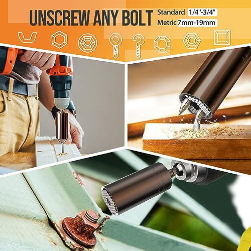 Super Universal Socket Gifts for Men - Tools Christmas Stocking Stuffers for Adults Grip Socket Set with Power Drill Adapter, Gadgets for Men Dad Him SOOFUN