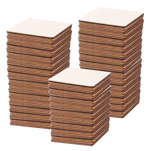 LOYORTY 300Pcs 2x2 Wood Squares for Crafts, 2.5mm Unfinished Wooden Square Cutouts Blank Wood Pieces for DIY Craft, Painting, Staining, Home LOYORTY