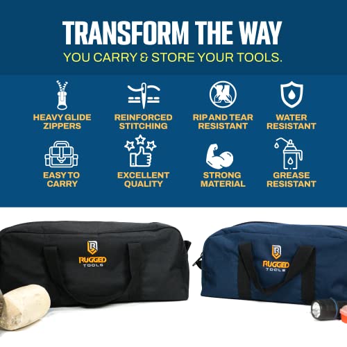 Rugged Tools Tool Bag Combo - Includes 1 Small & 1 Medium Toolbag - Organizer Tote Bags for Electrician, Plumbing, Gardening, HVAC & More Rugged Tools