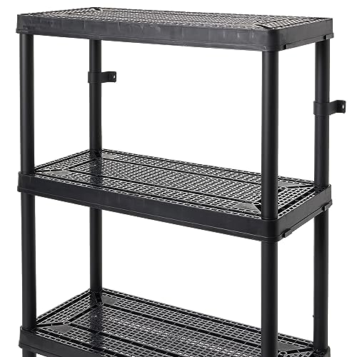 Gracious Living 14" x 32" x 54.5" 4-Shelf Tier Resin Multi-Purpose Medium Duty Indoor Garage Storage Organizer Shelves, Black Gracious Living