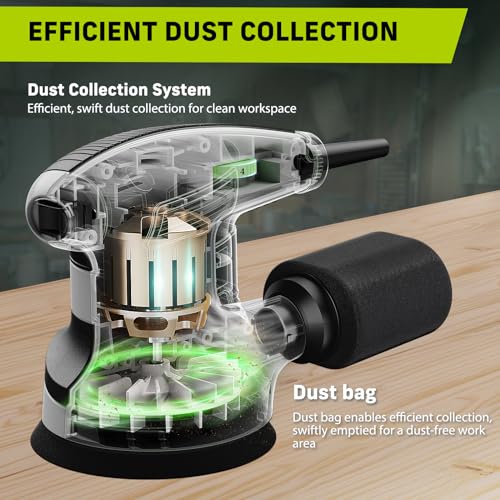 NARBELL Orbital Sander 3.0AMP(360W),14000RPM Random Orbit Sander Tool with 6 Variable Speeds, 5" Electric Palm Sander Kit with Dust Bag,15pcs Narbell