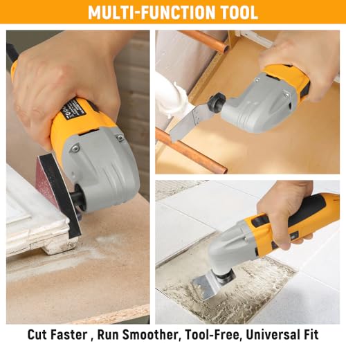 Hoteche 1.6-Amp Oscillating Multi Tool 3° Oscillating Angle Universal Fit Interface Multi-function tool with Blades and Sand Papers Hoteche