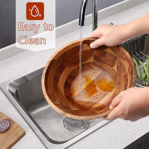 AIDEA Acacia Wood Serving Bowl for Fruits or Salads, 11" Diameter x 4.5" Height, Wooden Single Salad Bowl AIDEA