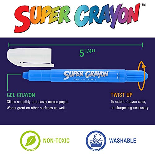 U.S. Art Supply Super Crayons Set of 36 Colors - Smooth Easy Glide Gel Crayons - Bright, Blendable and Washable US Art Supply