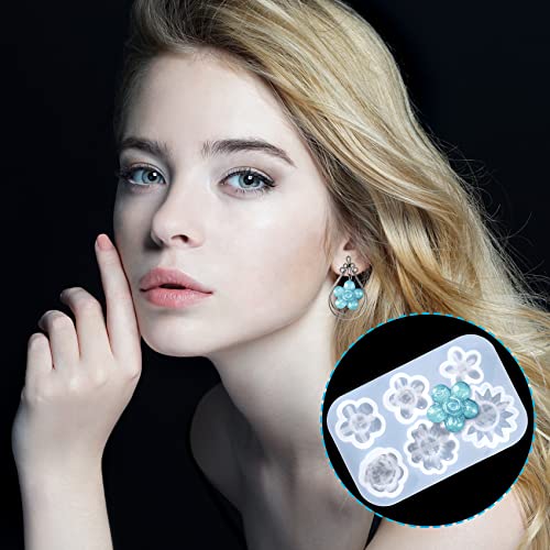 OIIKI 3PCS 3D Flower Resin Silicone Molds, Daisy Sunflower Flower Resin Casting Molds, DIY Resin Pendant Molds for Jewelry Making Necklace, Earrings, OIIKI