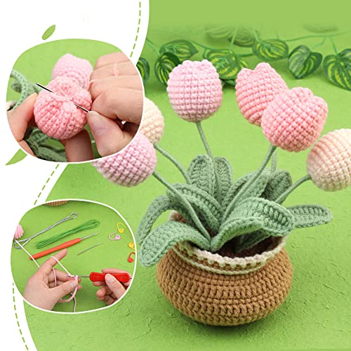 kgxulr Crochet Kit for Beginners, Tulip Crochet Starter Kit Beginner for Complete Beginners Adults, Crocheting Knitting Kit with Step-by-Step Video kgxulr