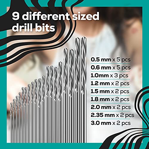 Roxy Epoxy Aluminum Alloy Pin Vise Hand Drill Bits (26 Pcs) - Rotary Tool for Resin Crafts, Jewelry Repair, and Wood Carving - Micro Mini Twist Roxy Epoxy