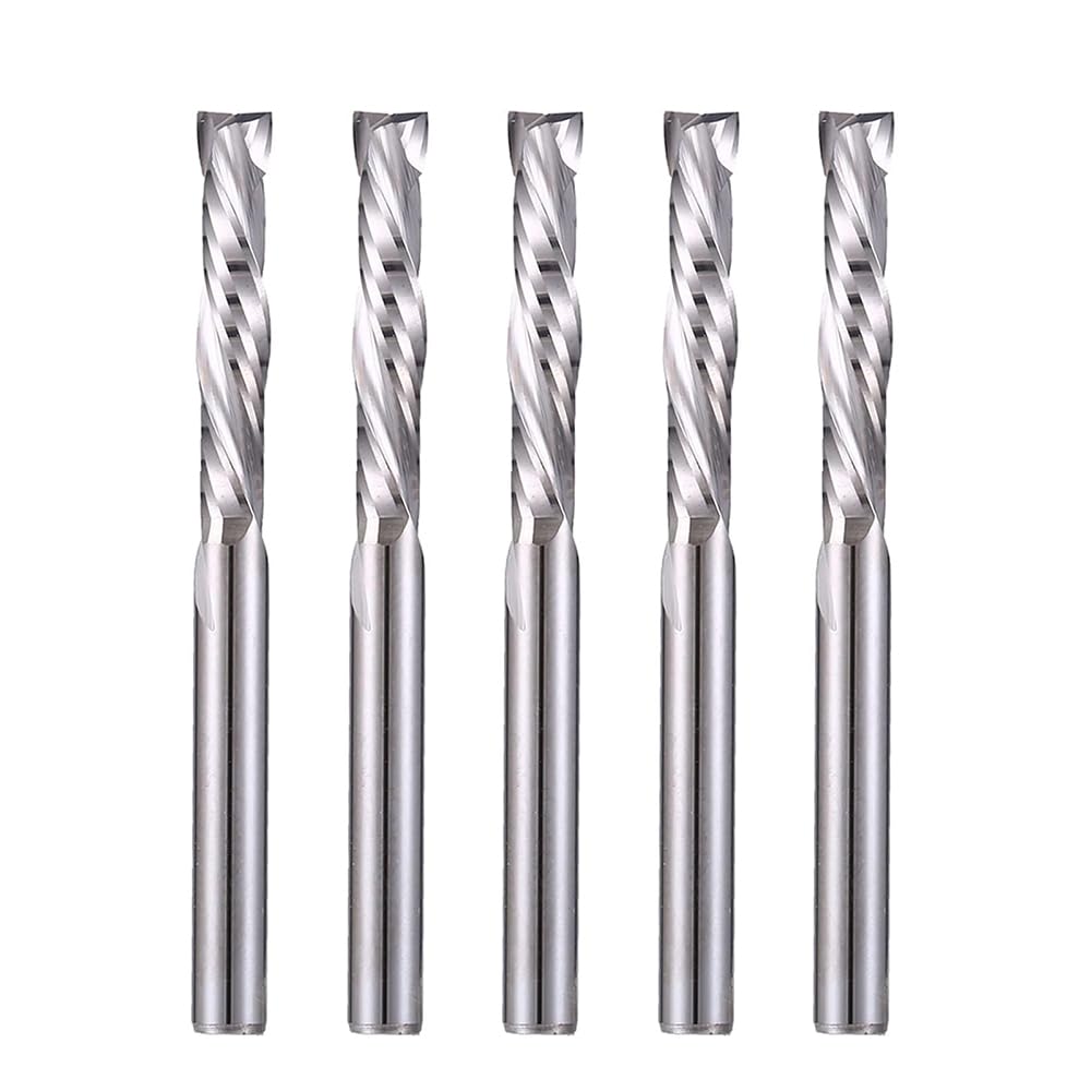 HOZLY 1/8 Inch Shank Carbide End Mills Up & Down Cut CNC Spiral Router Bits 2 Flutes Milling Cutter Compression Router Bit for Engraving Milling HOZLY