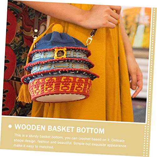 Ciieeo 10 Pcs Woven Bag Base Round Purse Knitted Tote Bag Woven Baskets DIY Wood Bag Bottom Crochet Basket Kit Basket Weaving Kit Wood Crocheting Bag Ciieeo