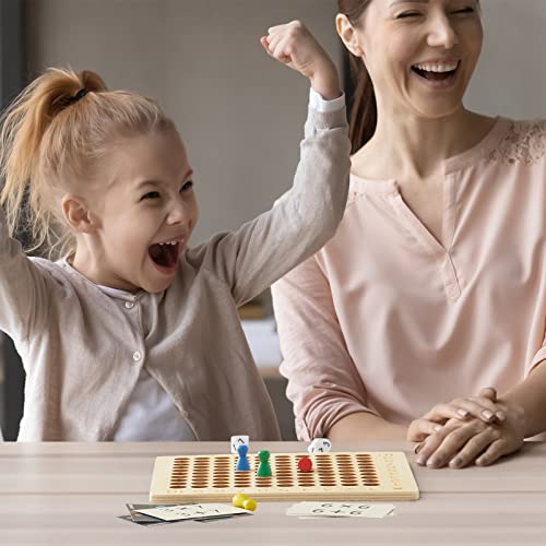 Asweets 2 in 1 Wooden Montessori Multiplication Addition Board Game Montessori Toy Educational Math Table Board Game Double-Sided Boards for Toddlers Asweets