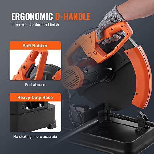 VEVOR Abrasive Chop Saw, 14in / 35cm Blade Cut Off Saw, 2300W 3600RPM Steel Cutting Machine, 0-45 Degrees Adjustable Angle Miter Saw for Cutting Vevor