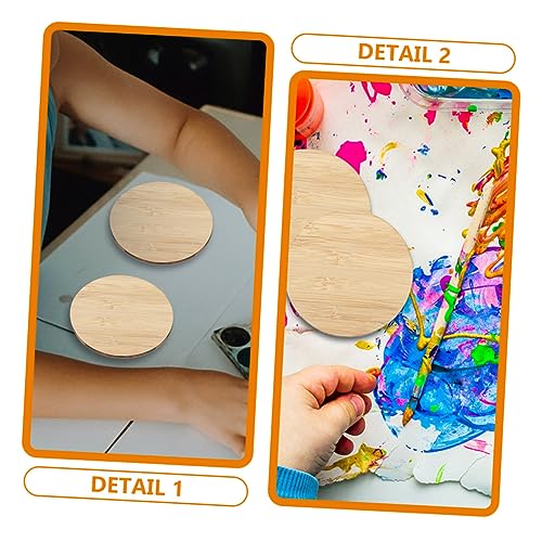 Tofficu 10pcs Round Bamboo Practical Unfinished Circle Bamboo Slices Durable Unfinished Circle Unfinished Bamboo Chips Unfinished Round Chips Tofficu