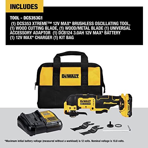 DEWALT XTREME 12V MAX Brushless Cordless Oscillating Tool Kit (DCS353G1) , Yellow DEWALT