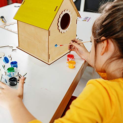 Glintoper Art Craft Wood Toys for Kids, 4 Pack DIY Bird House Kit Painting Puzzle DIY Wooden Assembly, Build and Paint Birdhouse, Include Paints & Glintoper