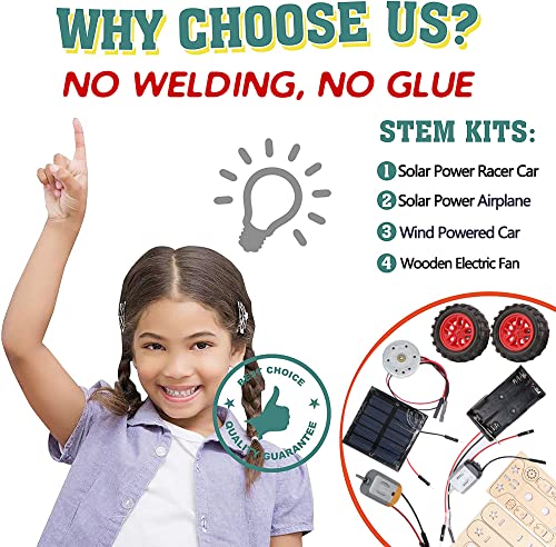 4 in 1 Science Experiment Puzzle Kits for Kids,Wooden Solar Power Motor Kit for Boys to Build,STEM Electric Projects Engineering Set for CYOEST