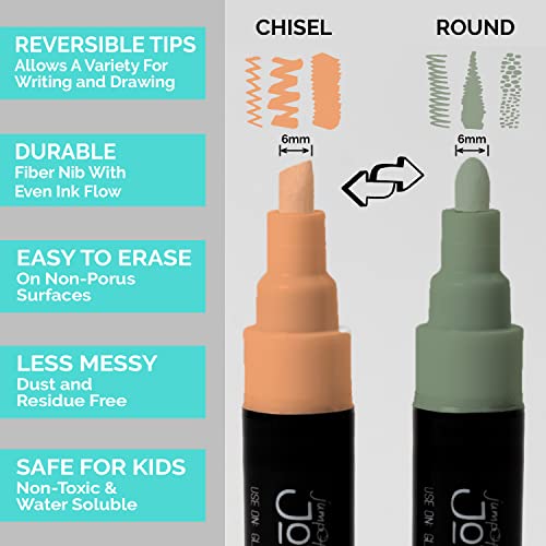 JumpOff Jo - 48 Pack of Liquid Chalk Markers – Reversible Chisel and Round Tip - Neon, Metallic, and White Included - Age 6+ JumpOff Jo