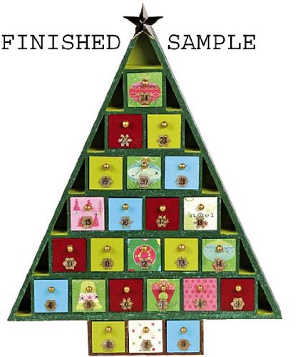 20 Inch Tall Christmas Tree Shaped Advent Calendar - Countdown with 24 Removable, Fillable Drawers | Unfinished Wood, Ready to Decorate | Free Creative Hobbies