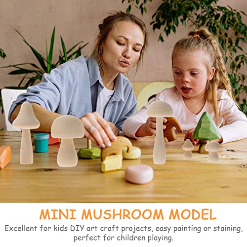 Veemoon 10pcs Wooden Mushroom Natural Unfinished Mushrooms Plain Unpainted Wood Mushroom Figures Mini Mushrooms for Arts and Crafts Projects Veemoon