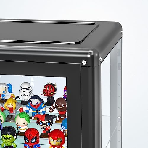 Ryoko Glass Display Cabinet with Adjustable 3-Shelf Shelves, Lock and Door, Dust-Proof, LED Light, Curio Cabinets Lego Display Case for Living Room Ryoko