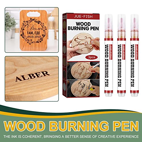 DHliIQQ Scorch Pen Marker - Wood Burning Pen, Chemical Heat Sensitive Marker for Wood and Crafts - Versatile Kit with Fine Round Tip, Bullet Tip and DHliIQQ