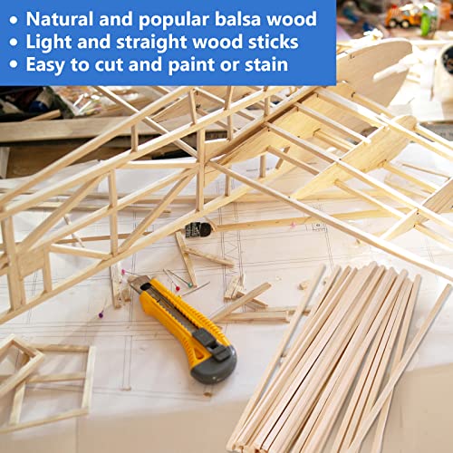 120 Pieces Balsa Wood Sticks 1/8 x 1/8 x 12 Inch Wood Strips Balsa Square Wooden Dowels Hardwood Unfinished Wood Sticks for Crafts DIY Projects Piklodo