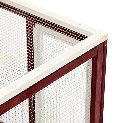 PawHut 48" Wooden Rabbit Hutch Bunny Cage with Waterproof Asphalt Roof, Fun Outdoor Run, Removable Tray and Ramp, Brown PawHut