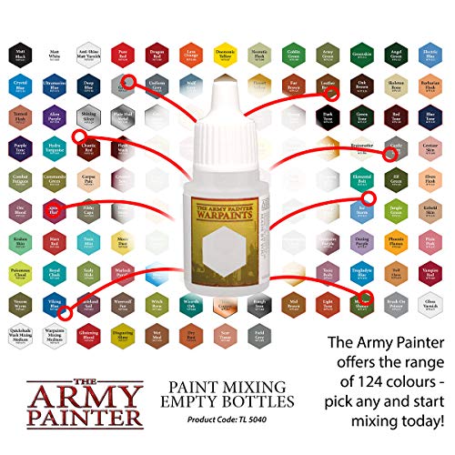 The Army Painter Paint Mixing Empty Dropper Bottles-12 ml, Pack of 6 Bottles with Dropper-Plastic Dropper Bottles for Acrylic Paint-Empty Plastic The Army Painter